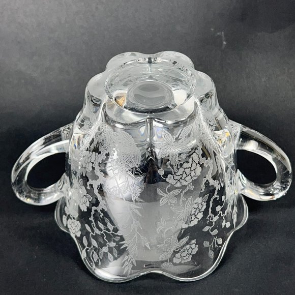 Vtg Duncan Miller Sugar Bowl Canterbury Line Etched Glass Floral Collectible - Picture 2 of 10